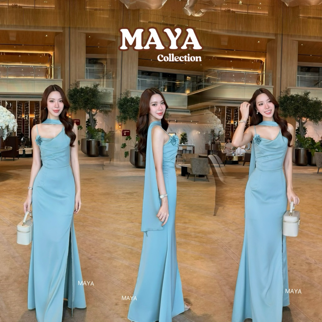 ชุดสไบ ชุดเพื่อนเจ้าสาว สีเหลือง น้ำตาลไหม้ มาใหม่ค่า  G137 s-xl ชุดไปงานแต่ง + ดอกไม้ - รูปที่ 2