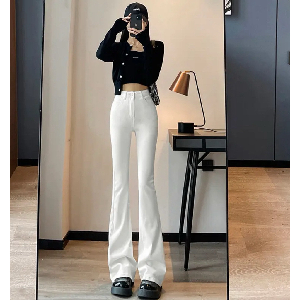 ยีนส์ผู้หญิงสไตล์เกาหลี เอวสูง ขาม้า ใส่แล้วดูมี สไตล์ ยีนส์ขาม้าแบบยืดหยุ่นสบายกระชับสัดส่วน ช่วยให้ขาเรียวสวย 00311#