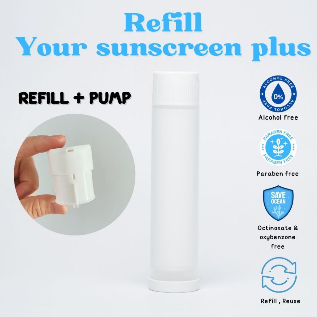 Refill + pump ครีมกันแดด ชุ่มชื่น Chumchuen zinc UV shield fluid kids SPF 50 PA+++ ( ขนาด 50 ml )