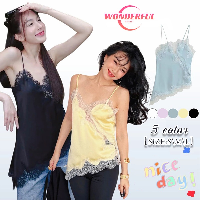 Wonderful Night🌈🌈เสื้อกั๊กแฟชั่น ลูกไม้ เสื้อแขนกุด sexy สไตล์ยุโรปและอเมริกัน ไม่สม่ำเสมอ ผ้าดีมาก