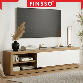Finsso【มี 2 สี】ชั้นวางทีวี สามารถจัดเก็บของได้มาก ไม้เนื้อแข็งตู้วางทีวพร้อมลิ้นชัก รับน้ำหนัก 600KG. Soloma TV Cabinet