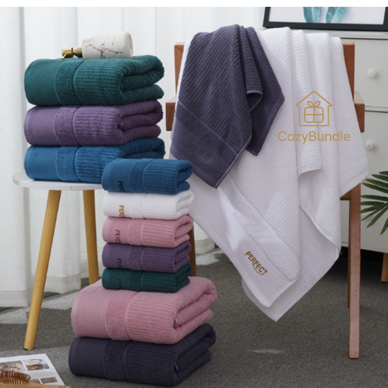 ผ้าขนหนูขนาดใหญ่ 70×140 ซม. น้ำหนัก 420 กรัม ผ้าคอตตอนแท้ 100% นุ่มซับน้ำดี แห้งไว ไม่ระคายเคืองผิว