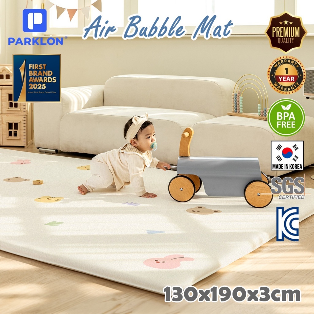 [M 3 Colors] PARKLON แผ่นรองคลานเกาหลีเกรดพรีเมี่ยม รุ่น Air Bubble Mat ขนาด 130x190 หนา 3.0cm