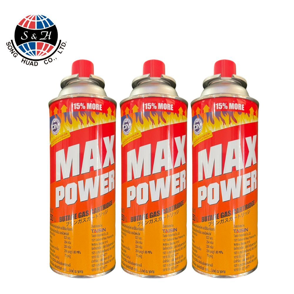 แก๊สกระป๋อง MAXPOWER (250g) แก๊สปิคนิค บิวเทนแก๊ส camping gas บรรจุ 3 กระป๋อง/ชุด ผลิตจาก KOREA