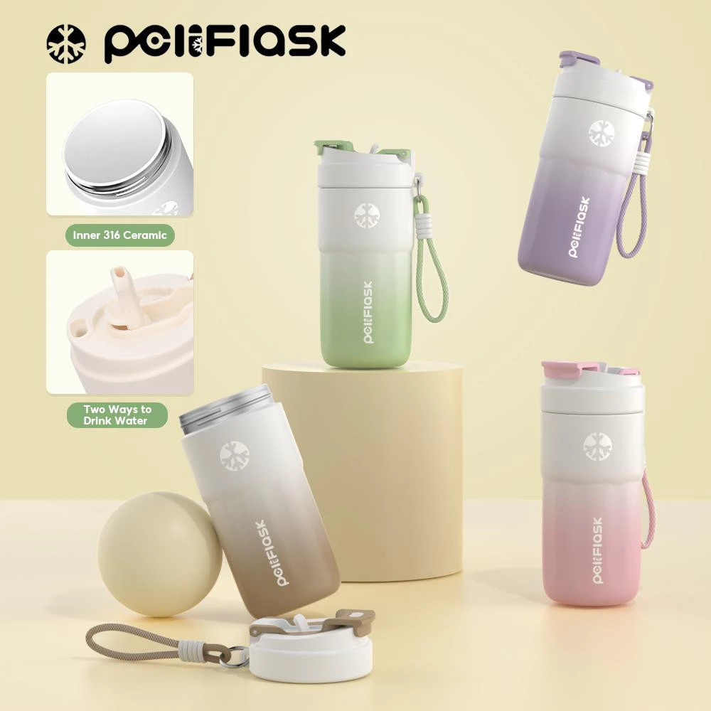 Peliflask แก้วกาแฟพกพา เก็บความเย็น แก้วกาแฟ แก้วเก็บอุณหภูมิ สแตนเลสแบบพกพา น้ำสแตนเลส 380/500ml