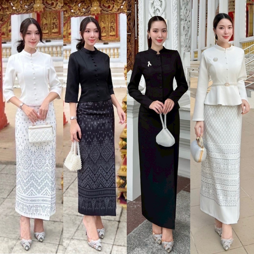 🚩ร้านโค้ดคุ้ม🚩  LALADA ชุดไทย ทรงสวย + กระโปรงสำเร็จ ใส่ออกงานบุญ งานบวช งานแต่ง แฟนนาค