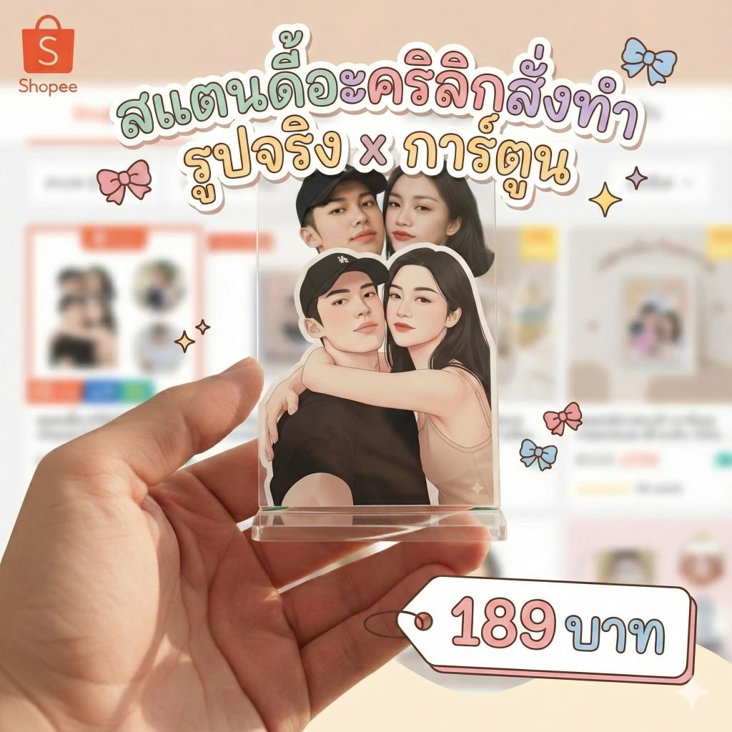 สแตนดี้อะคริลิกสั่งทำ Wanpises รูปจริงผสมการ์ตูน