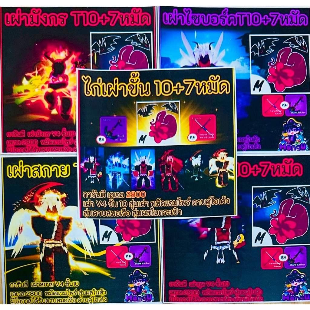 ไก่ตันเผ่าV4เทียร์10 7หมัด Bloxfruits แบบเลือกได้