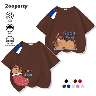 เสื้อเด็ก Merry Christmas Capybara ใหม่ ลายพิมพ์การ์ตูนน่ารั…
