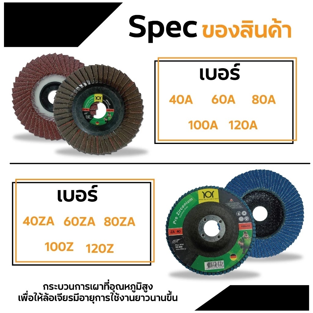 แผ่นเจียร แผ่นเจียรพิเศษสำหรับสแตนเลส ฯลฯ (10 แผ่น) แผ่นเจียรและขัดเงา ข้อมูลจำเพาะ: 40/60/80/100/120 กริท