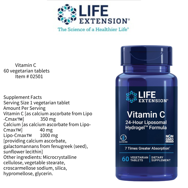 LE Vitamin C promotes immune & cellular health 24-Hour Liposomal Hydrogel™ Formula 60 tablets
