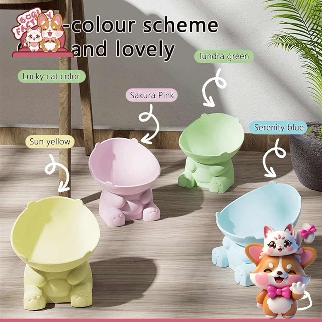 Boqi Factory ชามอาหารสัตว์เลี้ยงดีไซน์โมเดิร์นรูปทรงคล้ายแมวหรือไดโนเสาร์  Ablbowl-din