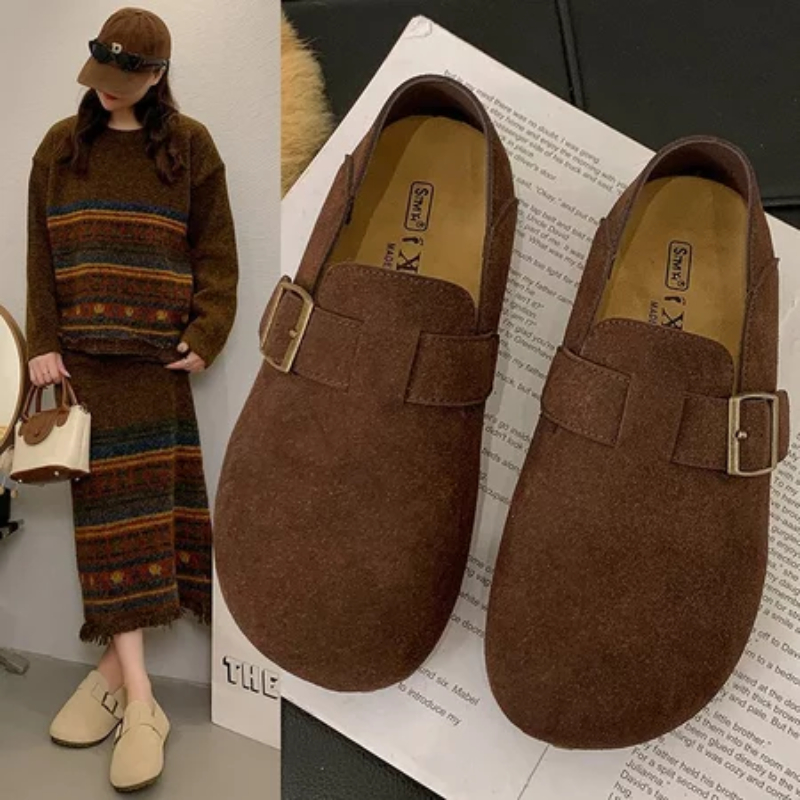 🦋จัดส่งจากประเทศไทย🦋 รองเท้าโลฟเฟอร์ผู้หญิงสไตล์ย้อนยุคแบบใหม่ รองเท้าลำลองแบบสวมส้นแบน ทันสมัยและใช้งานได้หลากหลาย