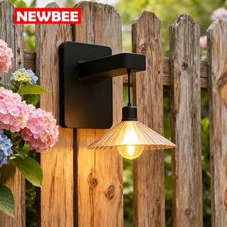 NEOBEE โคมไฟโซล่าเซลล์ติดผนัง สไตล์วินเทจ IP65 กันน้ำ แสงวอมไวท์ สำหรับตกแต่งลานบ้าน รั้ว สนามหญ้า