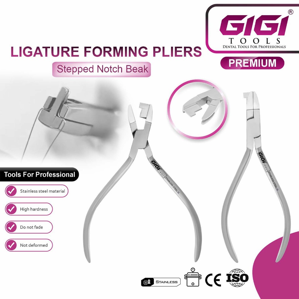 GIGI Tools Dental Orthodontic Ligature Forming Plier Wire Stepped Notch Beak Premium Stainless Steel