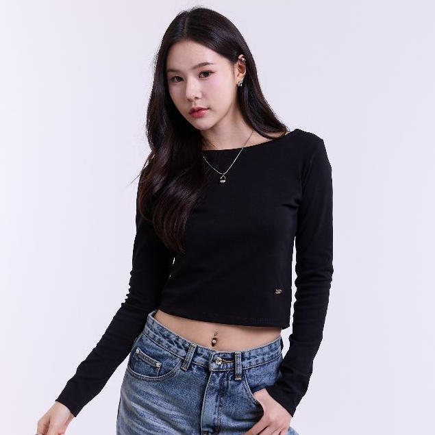 SR16 SARAN เสื้อแขนยาวปาดไหล่ ผ้ายูนิ