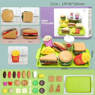 JoyToys 27 แพ็คเด็กเบอร์เกอร์แกล้งทำอาหาร มินิครัวอาหารปลอมของเล่น