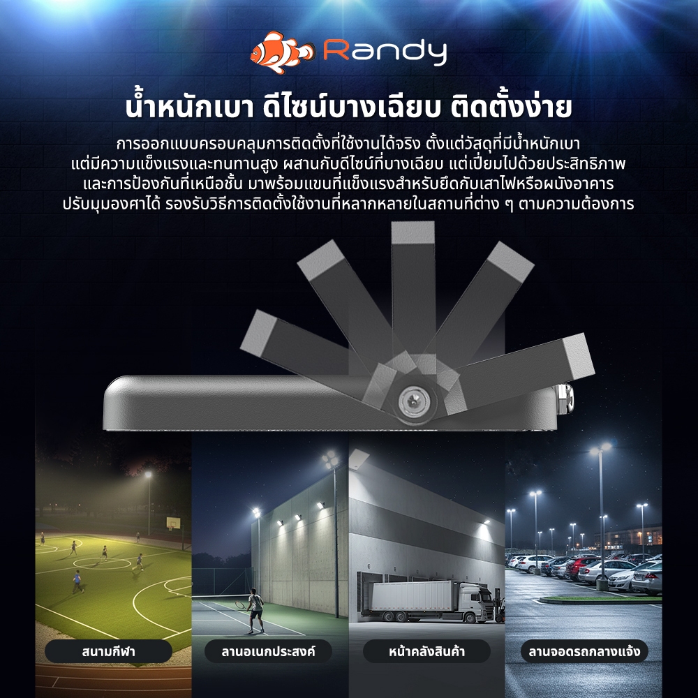 [3FREE1]RANDY Slim ไฟสปอตไลท์ 220V รุ่นท็อป ซูเปอร์ไบร์ท ป้องกันไฟกระชาก6KV&10KV IP66 ประกัน3ปี - รูปที่ 7