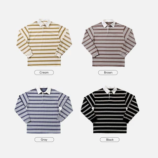 Paloy - PL9190 เสื้อโปโลแขนยาวคอปกลายริ้ว