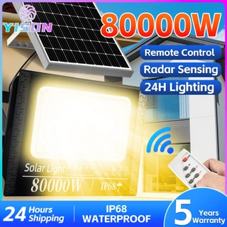 YISON【เปลี่ยนฟรี 30ปี】โคมไฟโซล่าเซลล์สปอตไลท์ solar light IP68 LED โซล่าเซลล์ 80000w โซล่าเซลล์ ไฟสีเหลือง