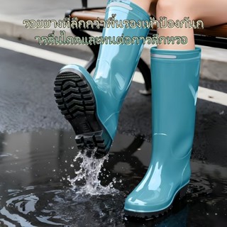รองเท้าบูทกันฝนผู้หญิงสีทึบที่เรียบง่ายรองเท้ากันลื่นมูลค่าส…