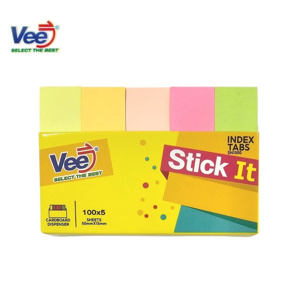 Vee กระดาษโน้ตกาว 5 สี SN1500 ขนาด 50มม.×15มม. Page Marker (สีละ 100 แผ่น) ราคา ถูกที่สุด ดีลบีเคเค แกลเลอรีภาพที่ 2