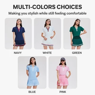 Cosleaf เสื้อโปโลเทนนิสผู้หญิงเเขนสั้น คอปกสีตัดกัน ทรงพอดีตัว ดีไซน์ทันสมัยสง่างาม ผ้าแห้งเร็วนุ่มสวมใส่สบาย