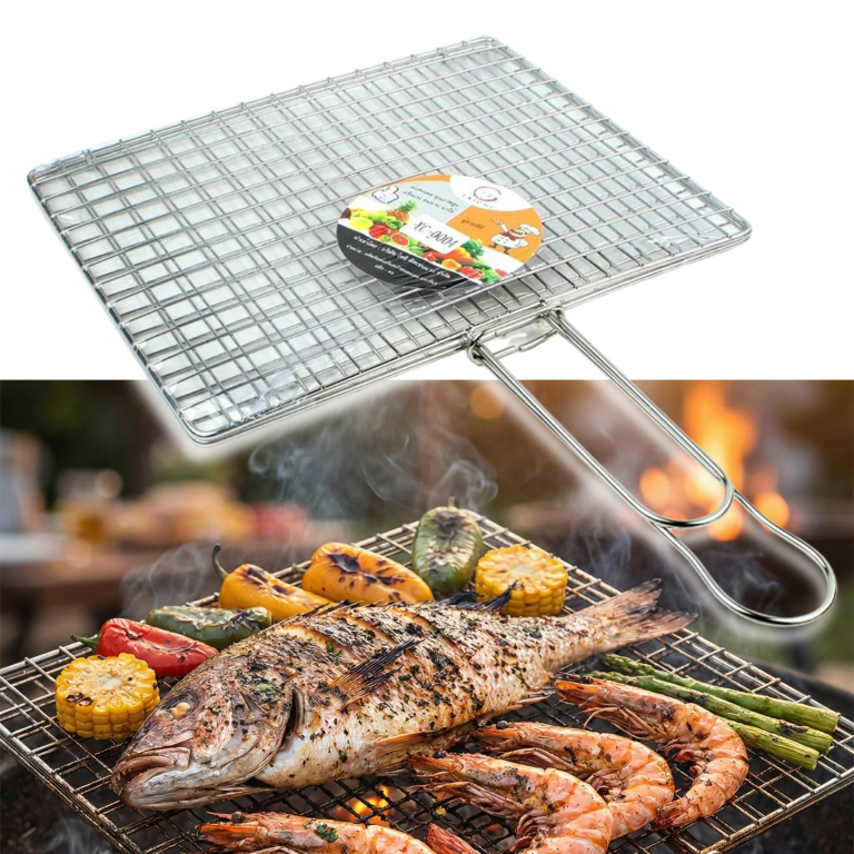 ตะแกรงสแตนเลส ตะแกรงปิ้งย่าง ขนาด 30 หรือ 33 ซม. รุ่น Fish-seafood-griller-grill-00A-TC
