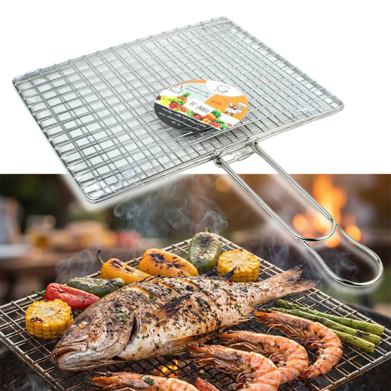 ตะแกรงสแตนเลส ตะแกรงปิ้งย่าง ขนาด 30 หรือ 33 ซม. รุ่น Fish-seafood-griller-grill-00A-TC