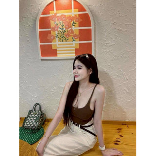 เสื้อสายเดี่ยว เสริมฟองน้ำ ใส่เที่ยว ใส่ชิว ได้หมดค้า