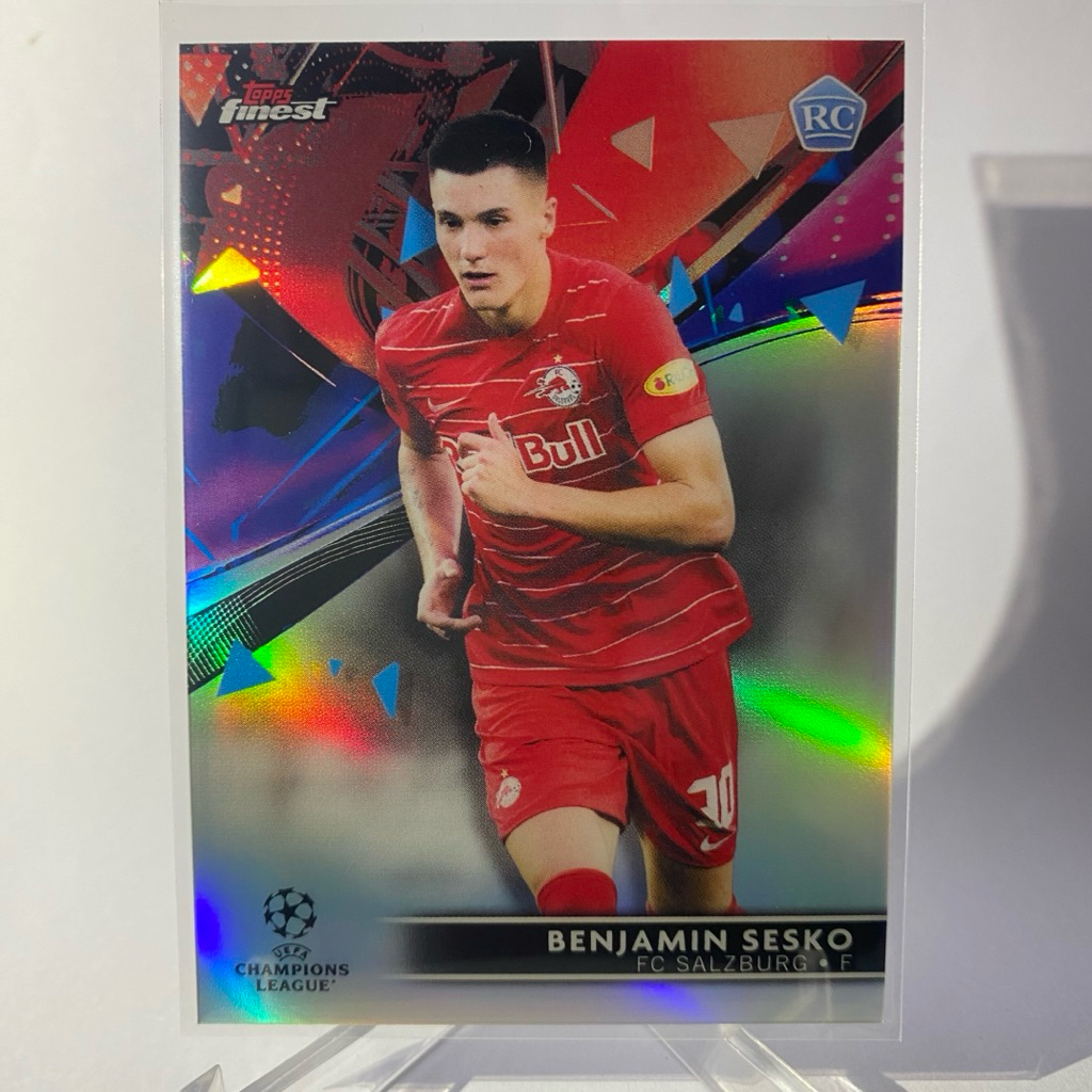การ์ดนักฟุตบอล BENJAMIN SESKO, RC, (refractor), SALZBURG, TOPPS FINEST 2022
