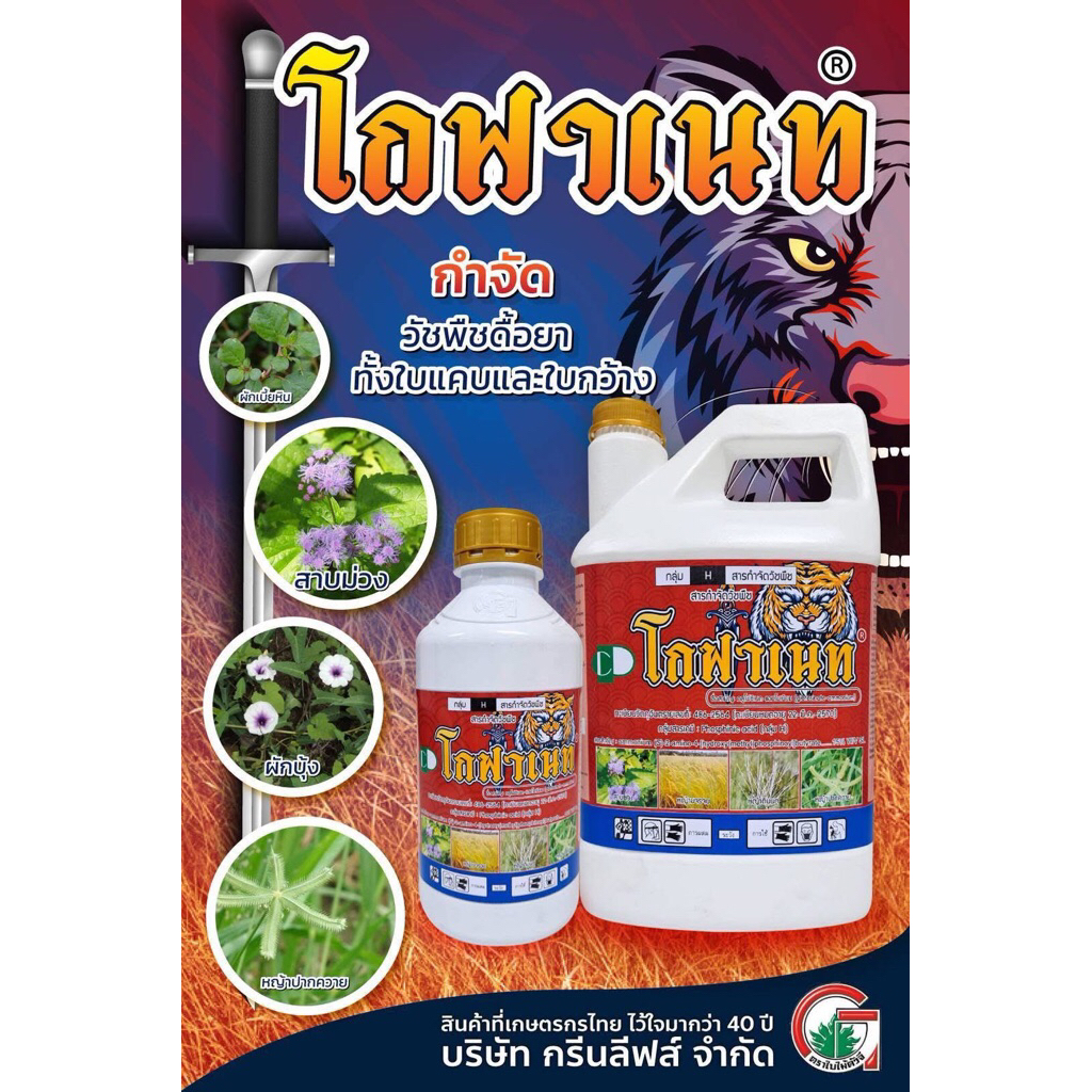 โกฟาเนท สารกำจัดวัชพืช กลูโฟซิเนต-แอมโมเนียม (Glufosinate-ammonium) ออกฤทธิ์ กึ่งเผาไหม้ กึ่งดูดซึม (1 ลิตร / 4 ลิตร)