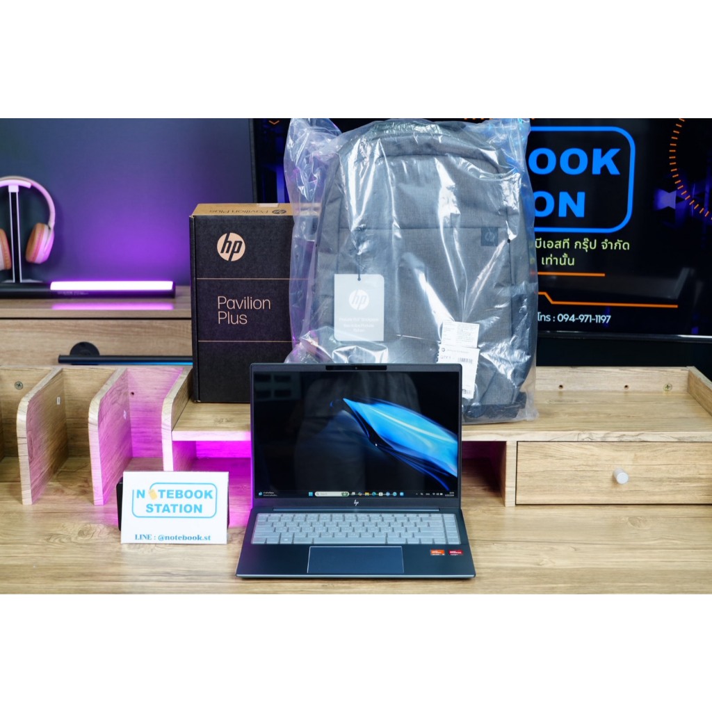 Hp Pavilion Plus 14 Ryzen5-7540U Ram16 512GB M.2 จอ 14นิ้ว WUXGA FHD+ 60Hz สเปคดีทำงานเก่ง คีย์บอร์ด