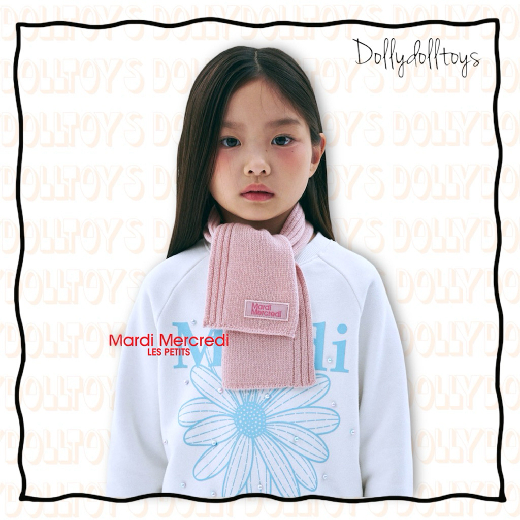 พร้อมส่ง MARDI MERCREDI  KIDS SWEATSHIRT FLOWERMARDI MIX PEARL EMBELLISHED - WHITE SKY