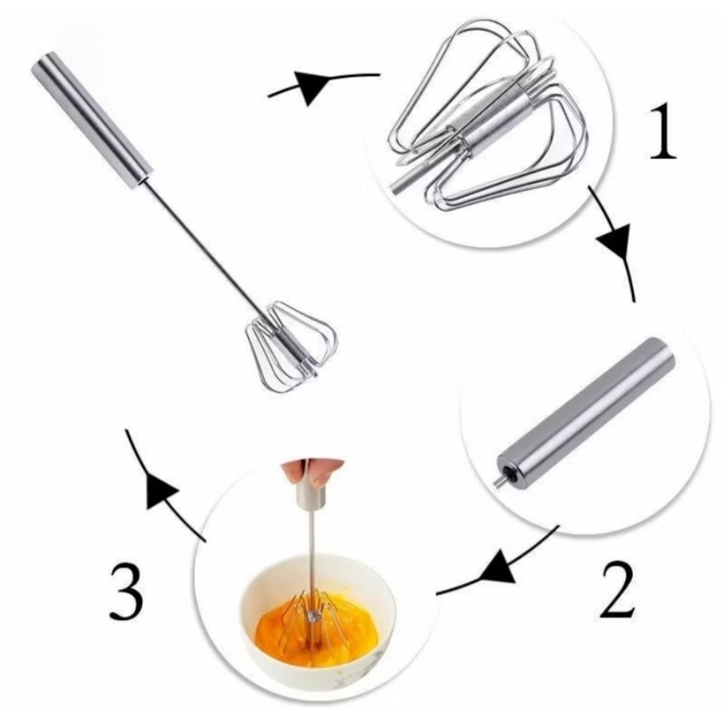 พร้อมส่งจากไทย ที่ตีไข่อัตโนมัติแบบกด / ที่ตีไข่สเตนเลส / เครื่องตีไข่กดหมุนอัตโนมัติ - รูปที่ 2