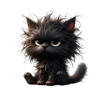 ตัวรีดติดเสื้อ แมวดำขี้งอล 159 F.368 Grumpy Black Cat