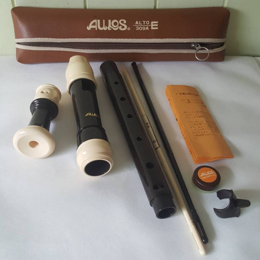 ขลุ่ย Flute Aulos Japan Recorder Alto 309A (E) with Case มือสอง พร้อมกระเป๋าหนัง และอุปกรณ์ ของแท้จา