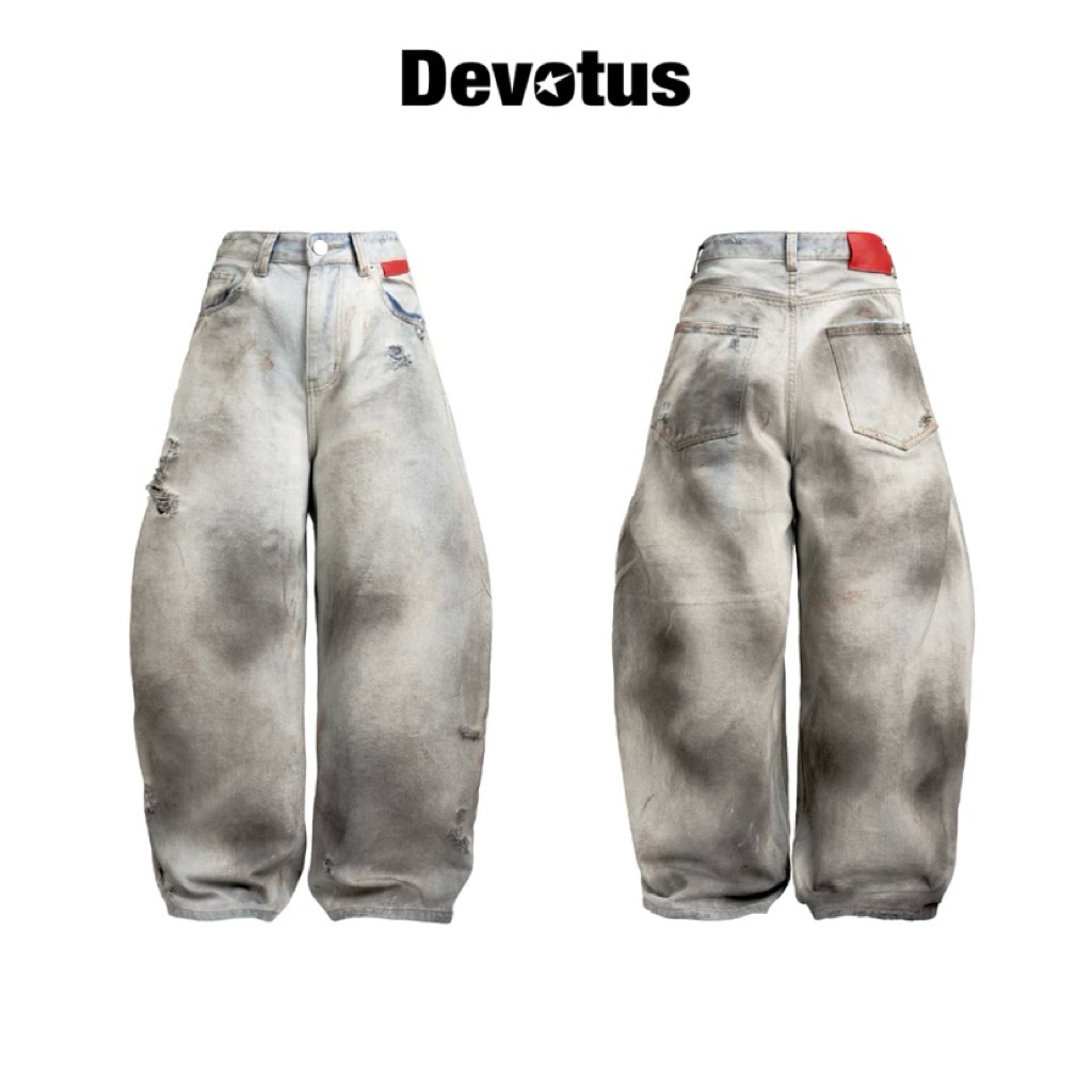 Pre-order (14-20days) แบรนด์เวียดนาม🇻🇳 Devotus | Blackout Pants Baggy Jeans Dirty Wash Denim Wide Le