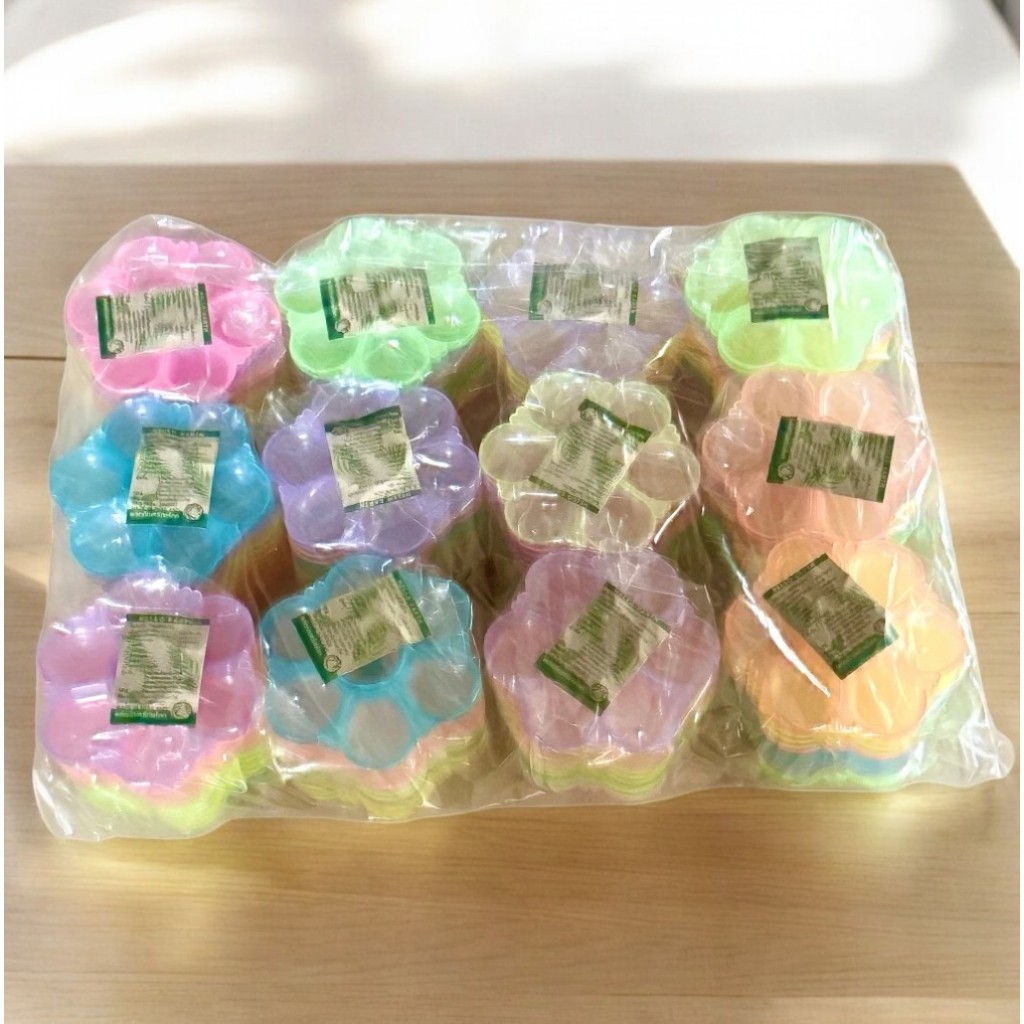 จานสีกลมดอกไม้เล็กและใหญ่ ยกโหล (12ชิ้น)