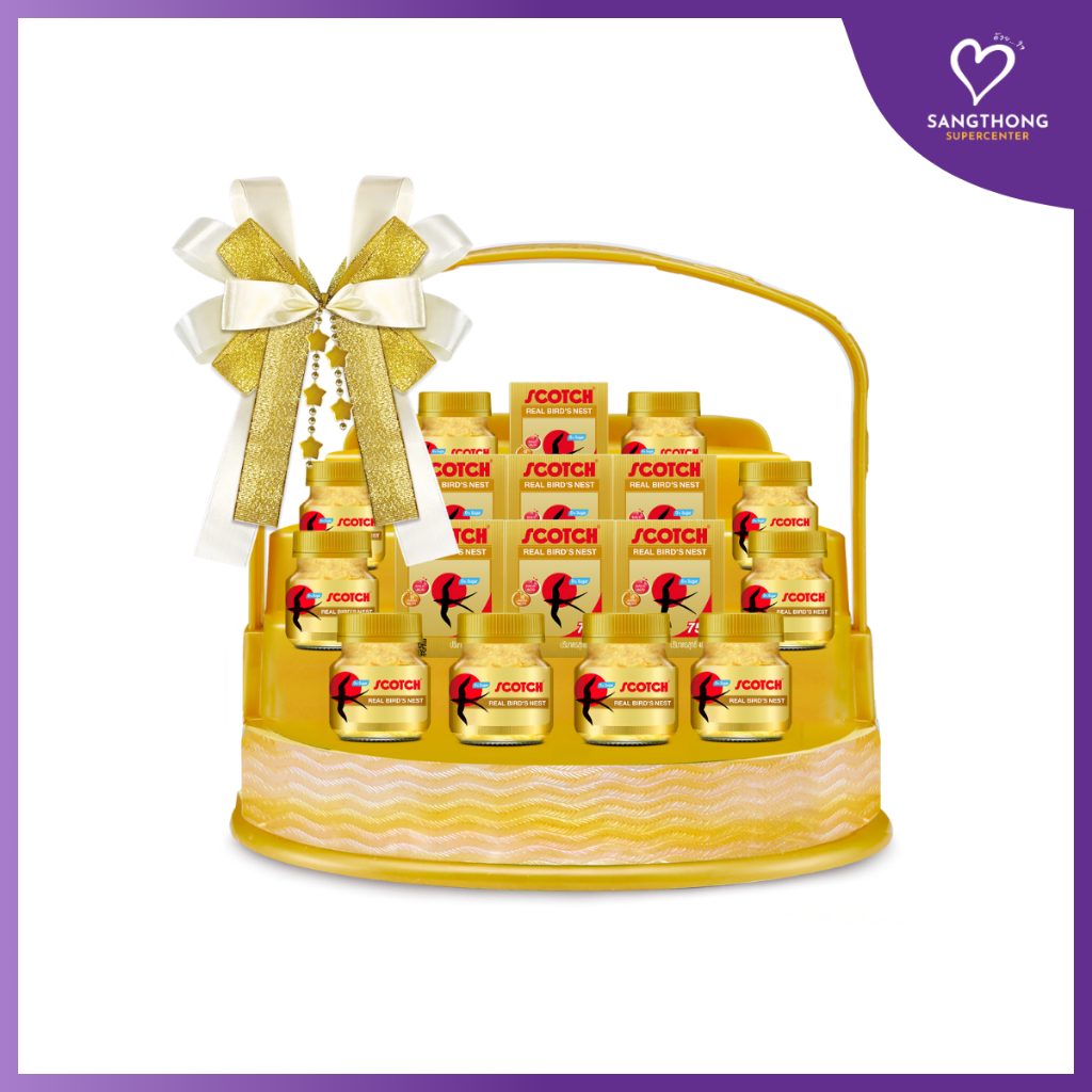 [แพ็ก10] Scotch(สก๊อต) กระเช้า Happy BN-E รังนกแท้ สูตรไซลิทอล 40 มล. 10 ขวด