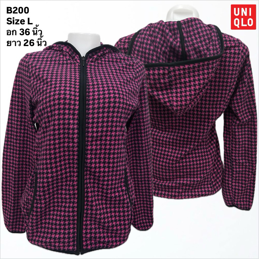 UNIQLO แท้ เสื้อแจ็คเก็ตฟลีซ แขนยาวฮู้ด มือสอง