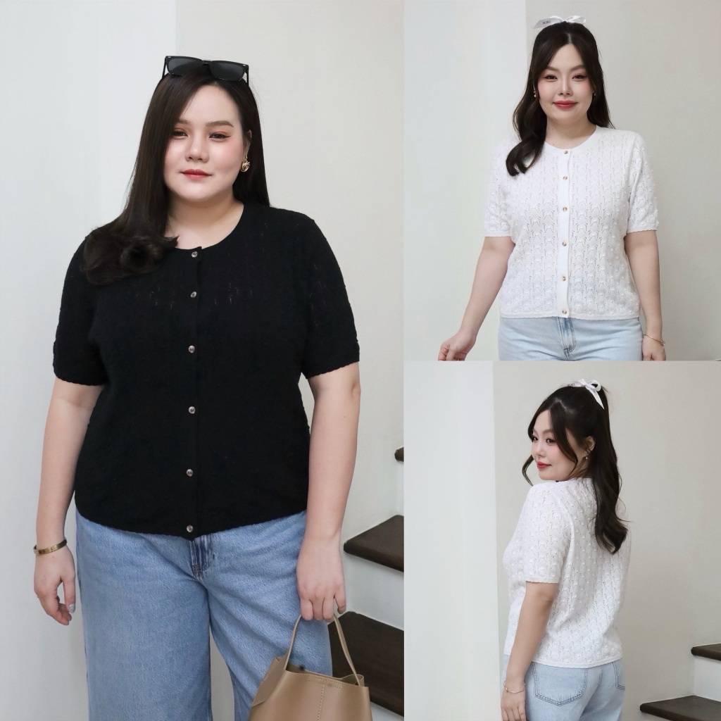 S490-0085 เสื้อไหมพรมแขนสั้น ทอลาย อก 38-42″ ผ้าไหมพรมเนื้อดี ทอลายในตัว เสื้อไหมพรมสาวอวบ ไหมพรมพลัสไซส์ ไซส์ใหญ่