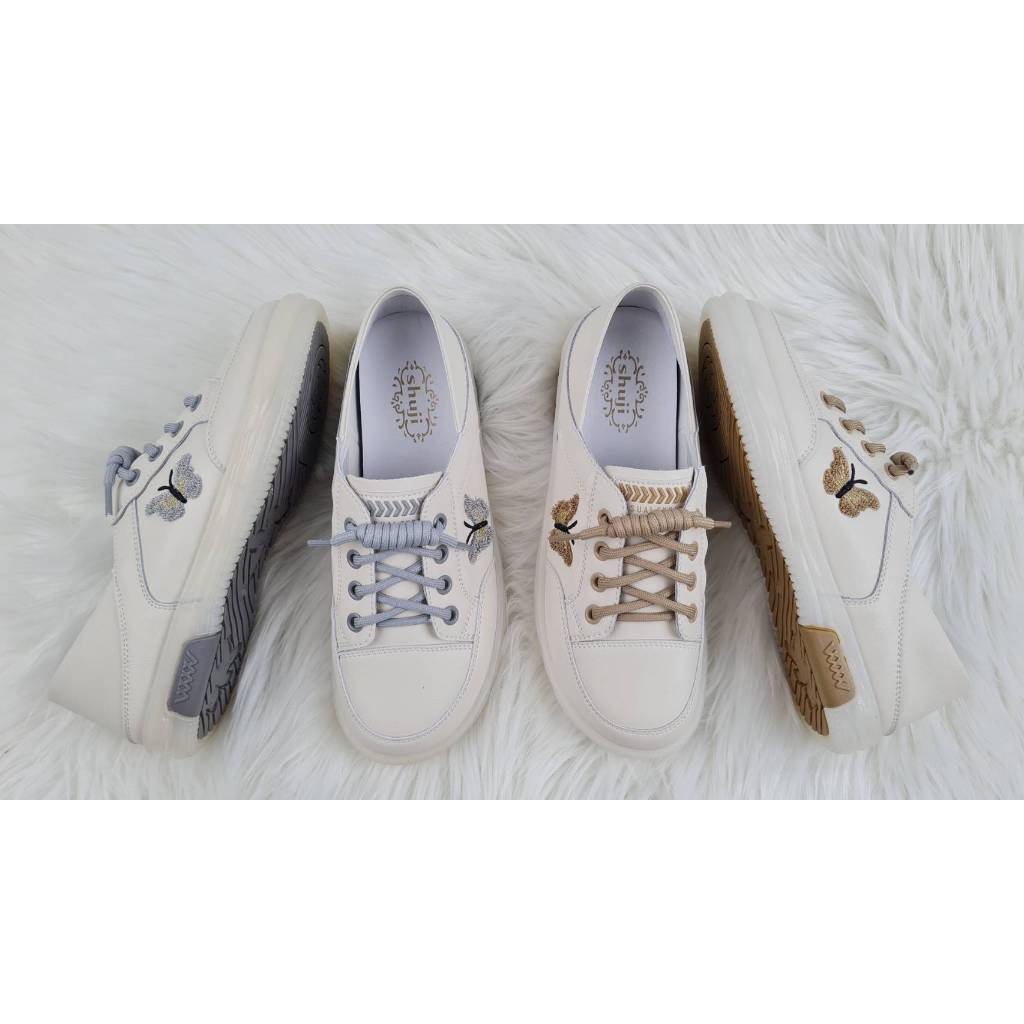 Shuji รองเท้าผ้าใบ หนังแท้ เน้นใส่สบาย ใส่เหยียบส้นได้ (รหัส A526-F1)