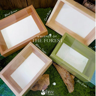 กล่องกระดาษ ฝาสไลด์ รุ่นฝาใส สี Earth tone กล่องของขวัญ กล่องใส่มาลัย จัดกิ๊ฟเซ็ต Gift box