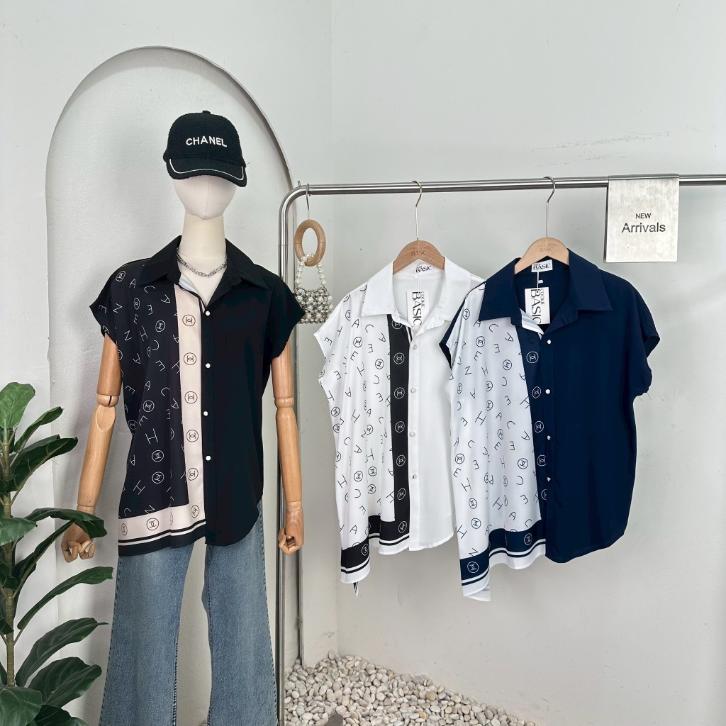 Mook_shop เสื้อพิมลายแขนล้ำ สามารถใส่ได้2แบบ เสื้อผ้าแฟชั่น เสื้อผ้าผู้หญิง