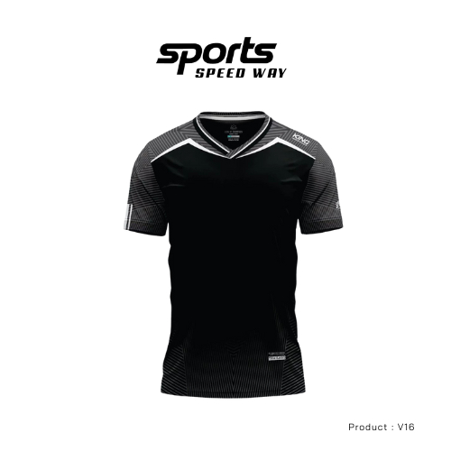 KING OF SPORTSWEAR เสื้อกีฬา พิมพ์ลายด้านหน้า แขน คอ เสื้อคอวี(v) เสื้อออกกำลังกาย ชุดออกกำลังกาย  รุ่น //V16