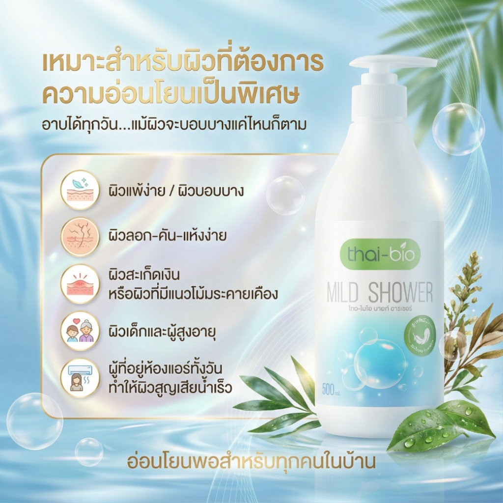 สบู่สะเก็ดเงิน Thai-Bio 500ml สูตรอ่อนโยน ลดลอก คัน ผิวแพ้ง่าย ไม่มีสารเคมี ไม่มีสเตียรอยด์ ไม่แต่งสีและกลิ่น ราคา ถูกที่สุด ดีลบีเคเค แกลเลอรีภาพที่ 6