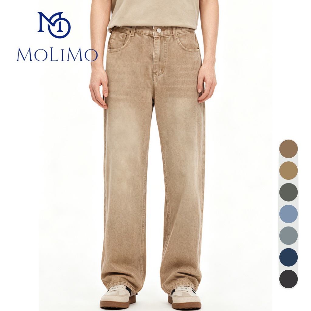 กางเกงยีนส์ขายาว ทรงกระบอกใหญ่ Baggy Jeans Unisex มี 9 สี พร้อมจัดส่ง #MO8003