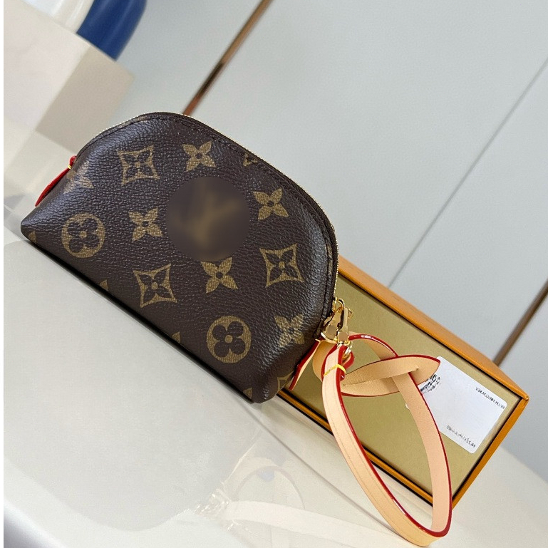 Pre order ราคา2500 Vui M25653 หนังแท้ ผ้าแคนวาส Compact Cosmetic Coin Purse Size13.5*9*5.5cm
