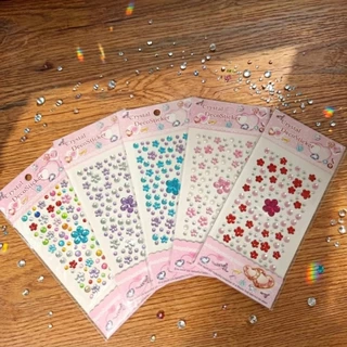 [พร้อมส่ง] สติ๊กเกอร์ คริสตัล เพชร ไข่มุก รูปหัวใจ ดอกไม้ DIY Crystal Diamond Pearl Handmade Sticker ตกแต่ง งานฝีมือ